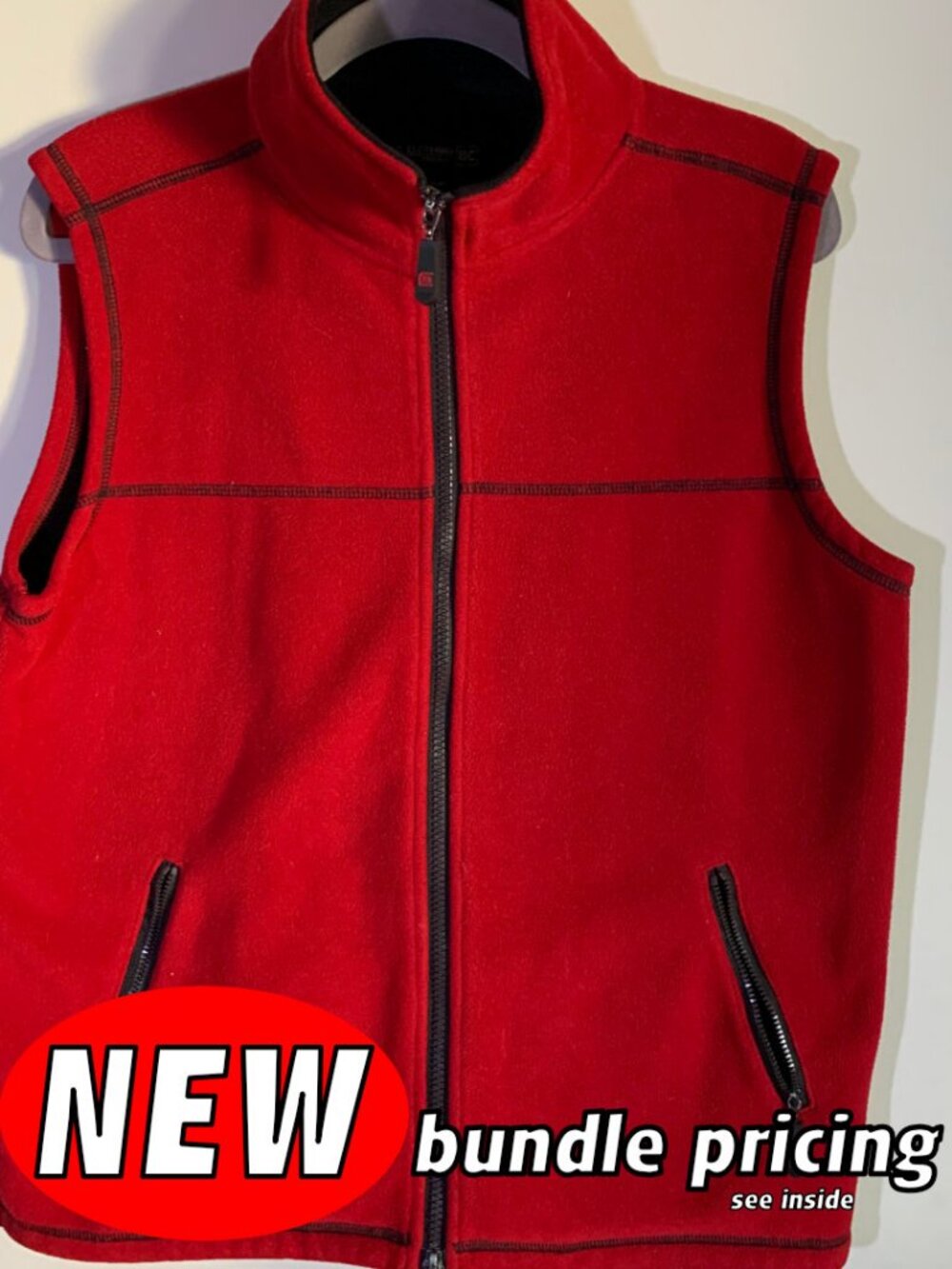 BC Clothing Lined Red Fleece Zip-Up Jacket SMALL